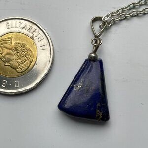 Lapis Lazuli triangle crystal gemstone pendant necklace 1"